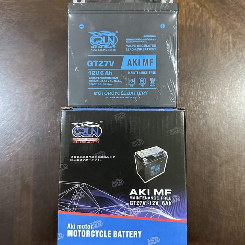CRUN GTZ7V AKI MF 12V 6AH AKI MOTOR KERING AEROX LEXI LEXY NMAX N-MAX