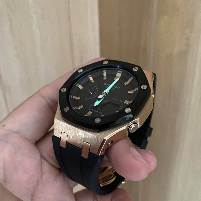 GA-2100 AP ROSE GOLD STEEL BEZEL RUBBER STRAP CASIO G-SHOCK GEN 3