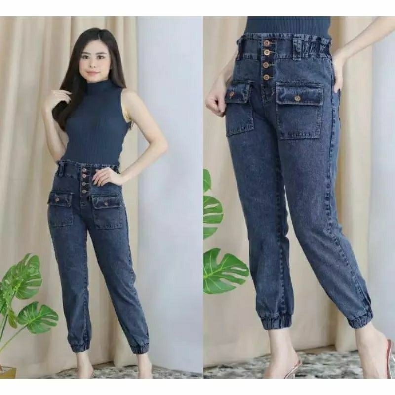 Celana Baggy Jeans Wanita Jogger Boyfriend