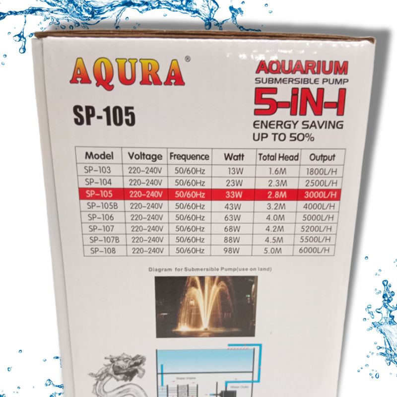 Promo Murah Pompa Kolam Hidroponik AQURA 5IN1 SP 105