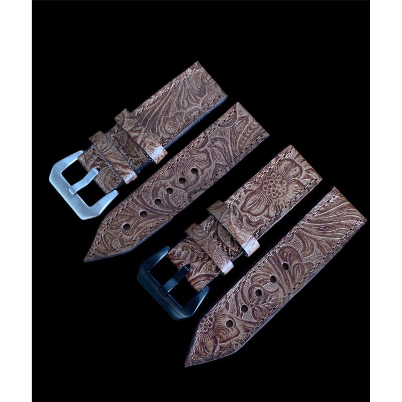 Strap tali jam tangan kulit Sapi Asli handmade Motif coklat