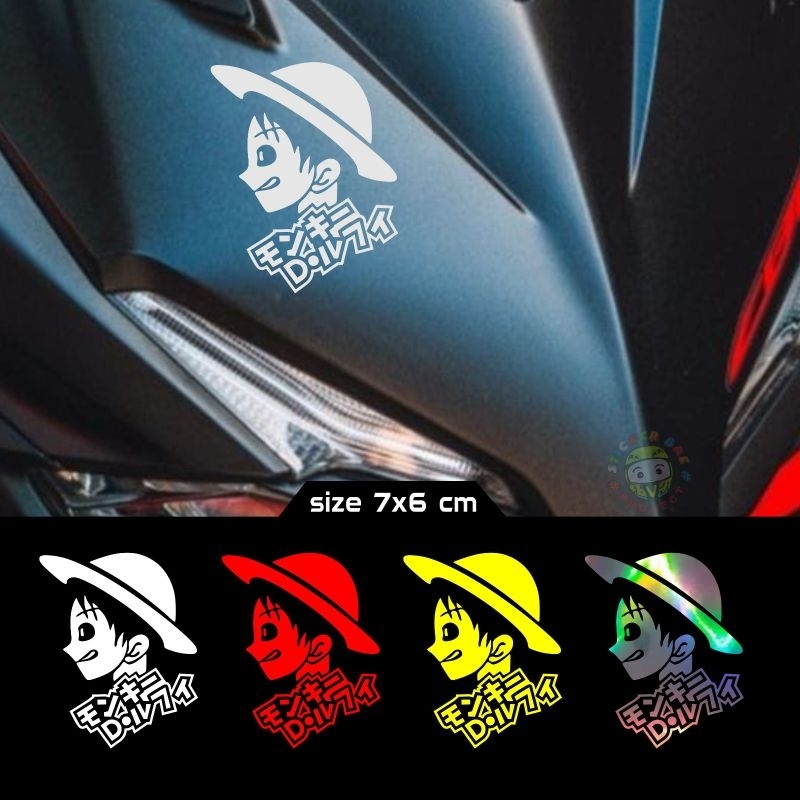 Sticker luffy one peace cutting sticker kanji lufi d monkey keren