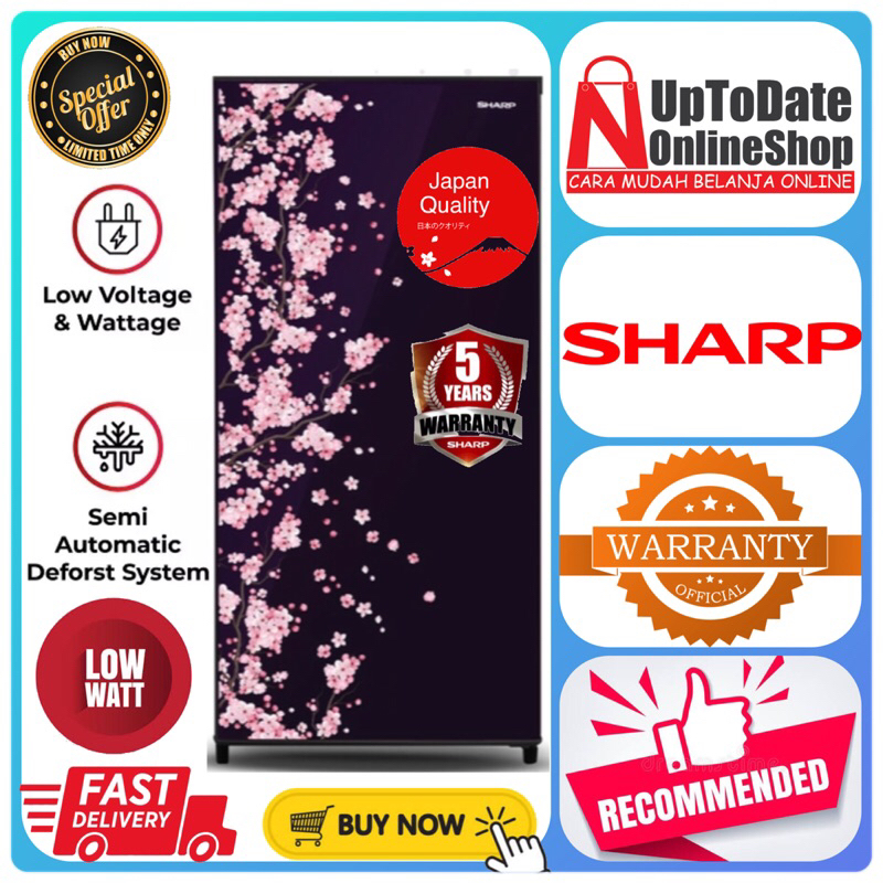 KULKAS 1 PINTU SHARP SJ-N192D SJ192D SJ N192D EXTRA COOLING LEMARI ES 1 PINTU LOW WATT