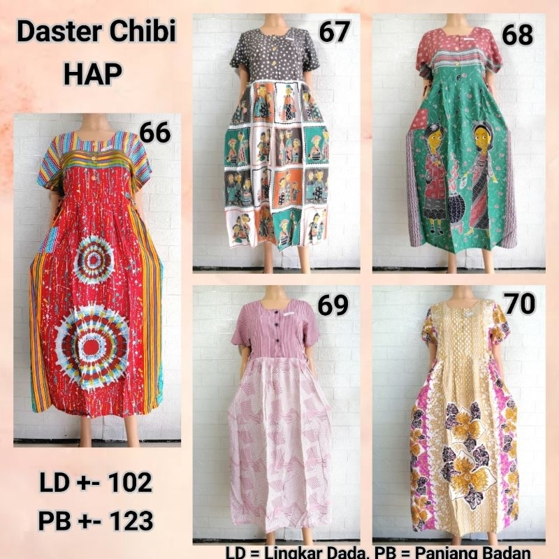 Daster Chibi Lengan HAP Aneka Motif LD 102 Adem Busui Friendly