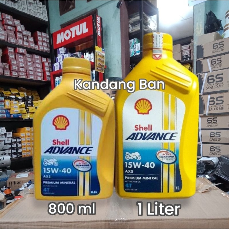 PROMO..!!  OLI SHELL ADVANCE AX5 4 TAK 15W-40 (AX5 15W-40 800 ML)  (AX5 15W-40  1 LITER)  PRODUK DI JAMIN ASLI