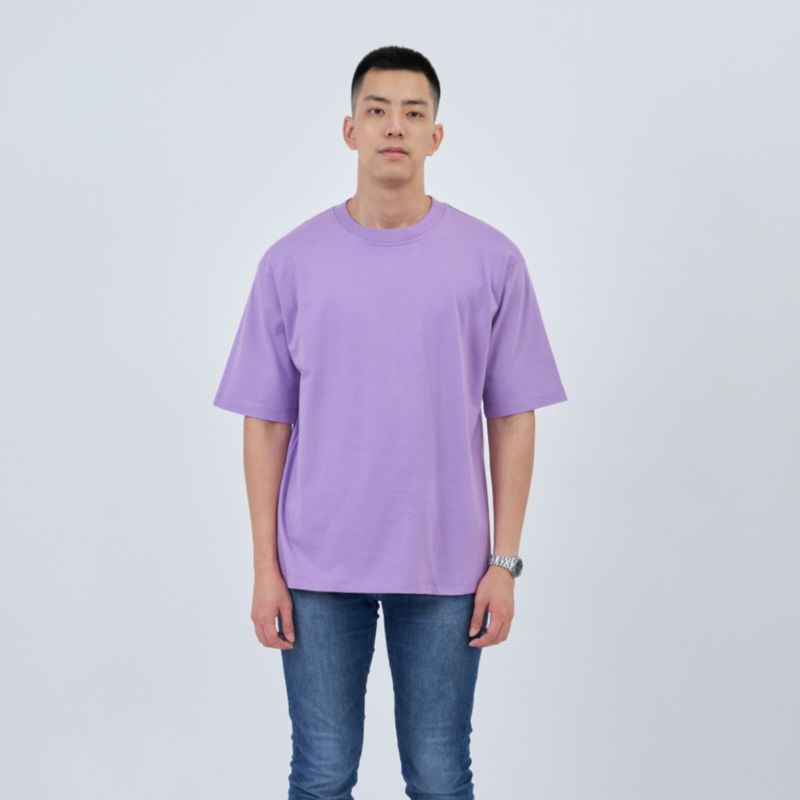 KAOS OVERSIZE POLOS LILAC UNGU PRIA COWOK PREMIUM DISTRO PESANAN COD