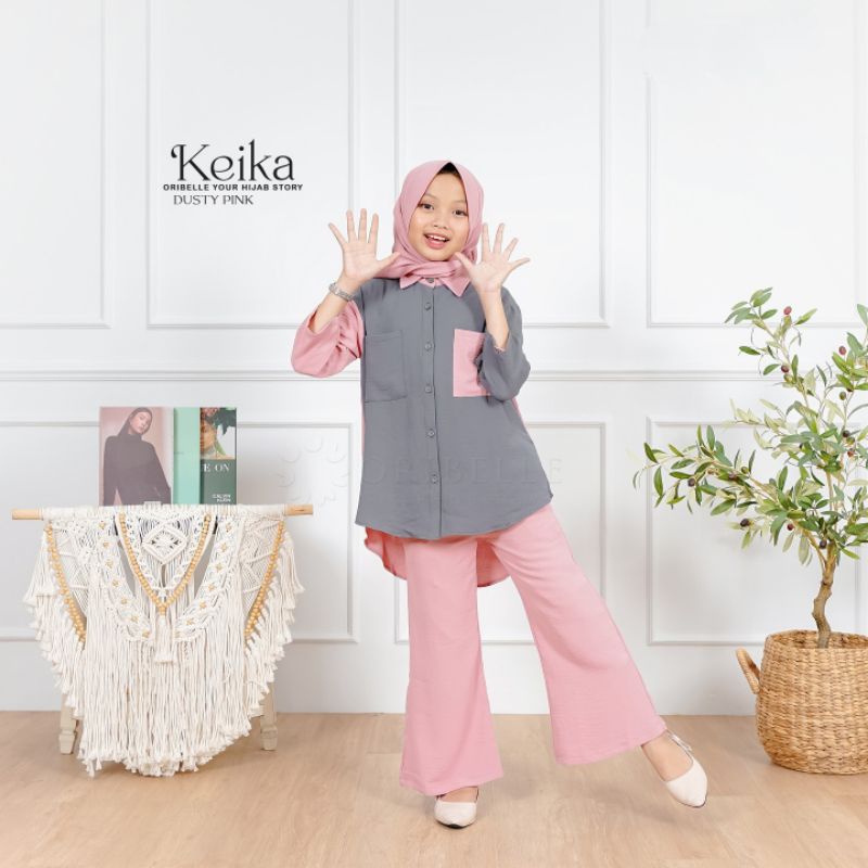 KEIKA SET HIJAB SETELAN REMAJA 10-12 TAHUN/ALEXA SET ANAK CRINKLE AIRFLOW/BAJU ANAK REMAJA KEKINIAN/FAR MOSLEMSTORE