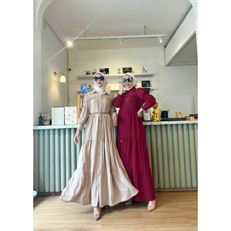 Farah Maxy, GAMIS WANITA MUSLIM CANTIK POLOS FIT XXL LD 120 BAHAN CRINCLE AIRFLOW IMPORT TERMURAH OOTD KEKINIAN TERLARIS