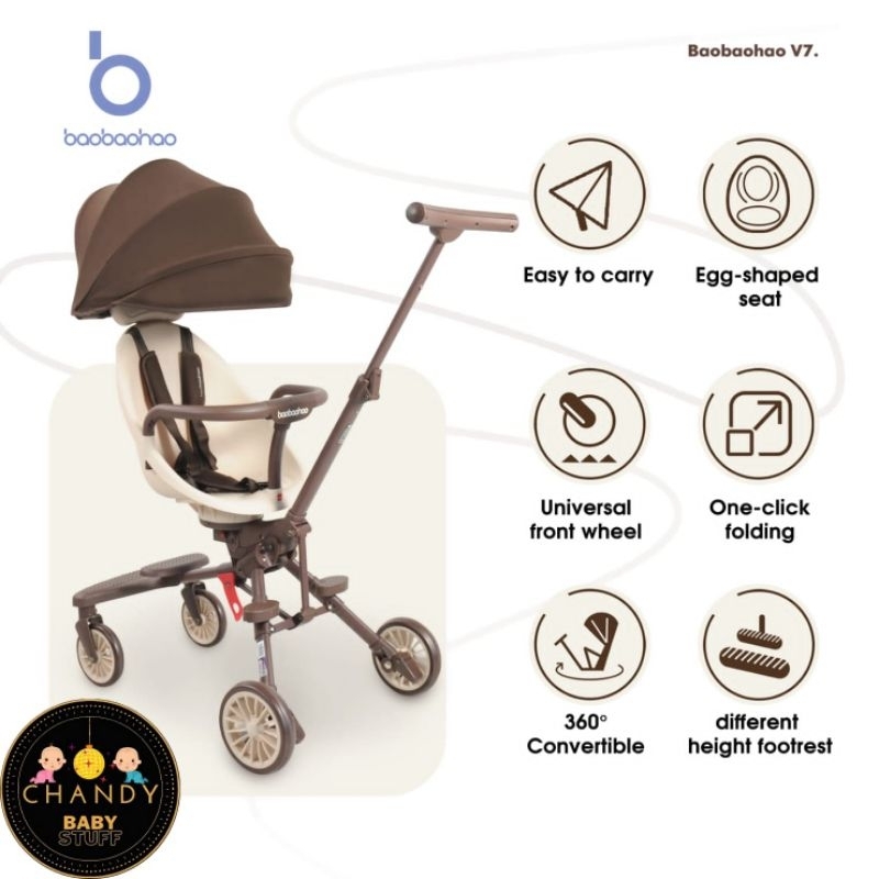 BAOBAOHAO MAGIC STROLLER BABY V7 BISA BERPUTAR 360°