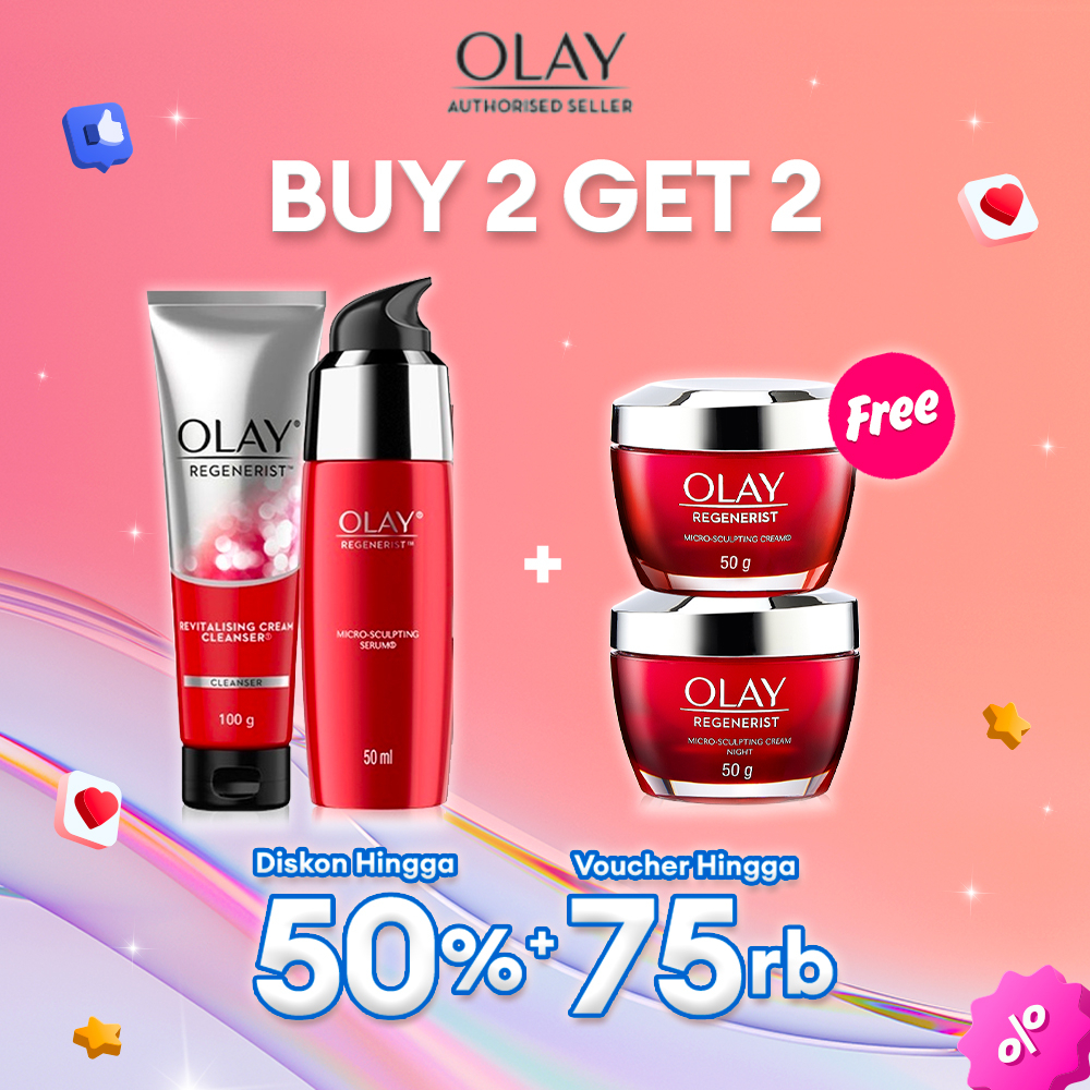 Olay Regenerist Set Niacinamide Skincare Antiaging - Cream Pelembab, Serum Wajah, Cleanser