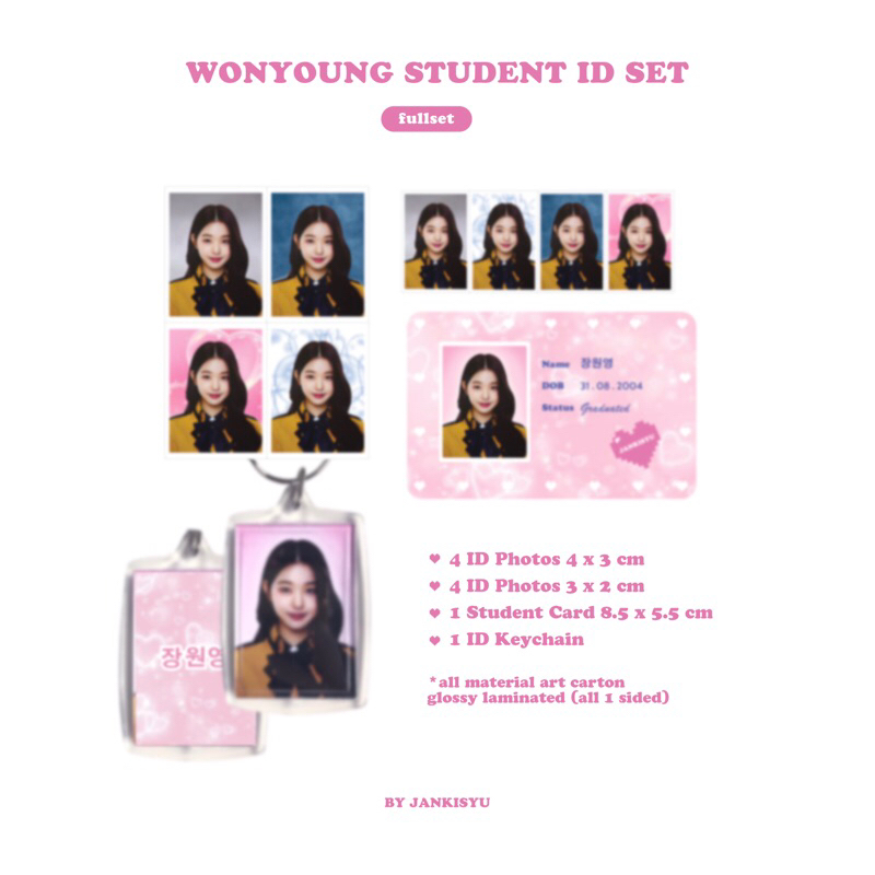 New Jeans Student ID Photo Set BY JANKISYU   (pas foto id photo keychain) Wonyoung Sullyoon Minji Haerin