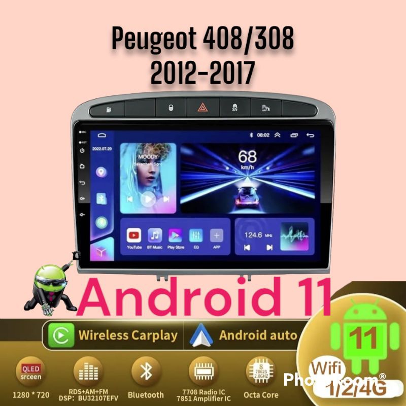 HU Android  untuk Peugeot 308 408 2010-2017 Paket PnP WiFi Bluetooth