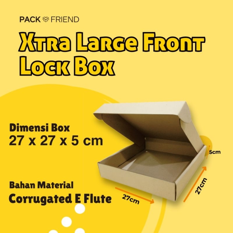 

Kardus 27x27x5/ Karton Box Front Lock Die Cut/ Premium Box Packaging Hampers Souvenir