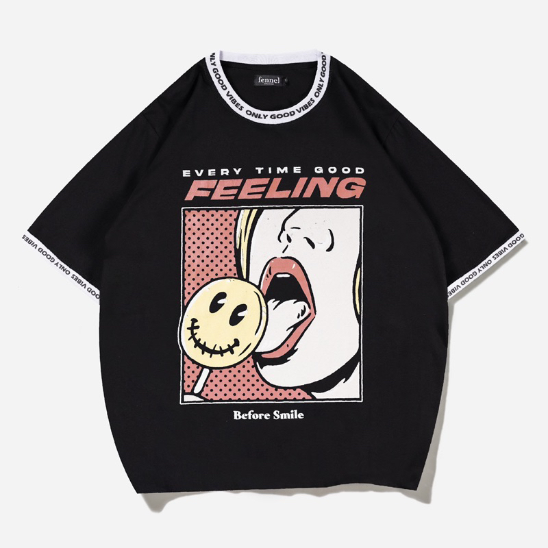 [N01141] T-shirt Oversized Distro List Motif GOOD FEELING