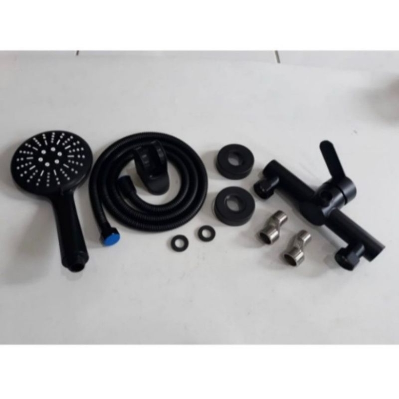 Kran Shower Favious Black Stainless SUS 304 TEBAL + Shower panas dingin