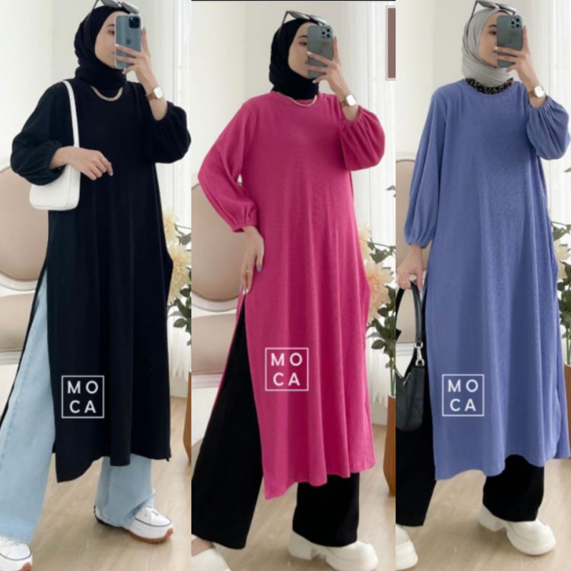 KAY TUNIK KNIT RAJUT HALUS OOTD VIRAL MUSLIMAH DRESS TUNIK RIB KNIT KAOS MELAR GROSIR MODELLANO