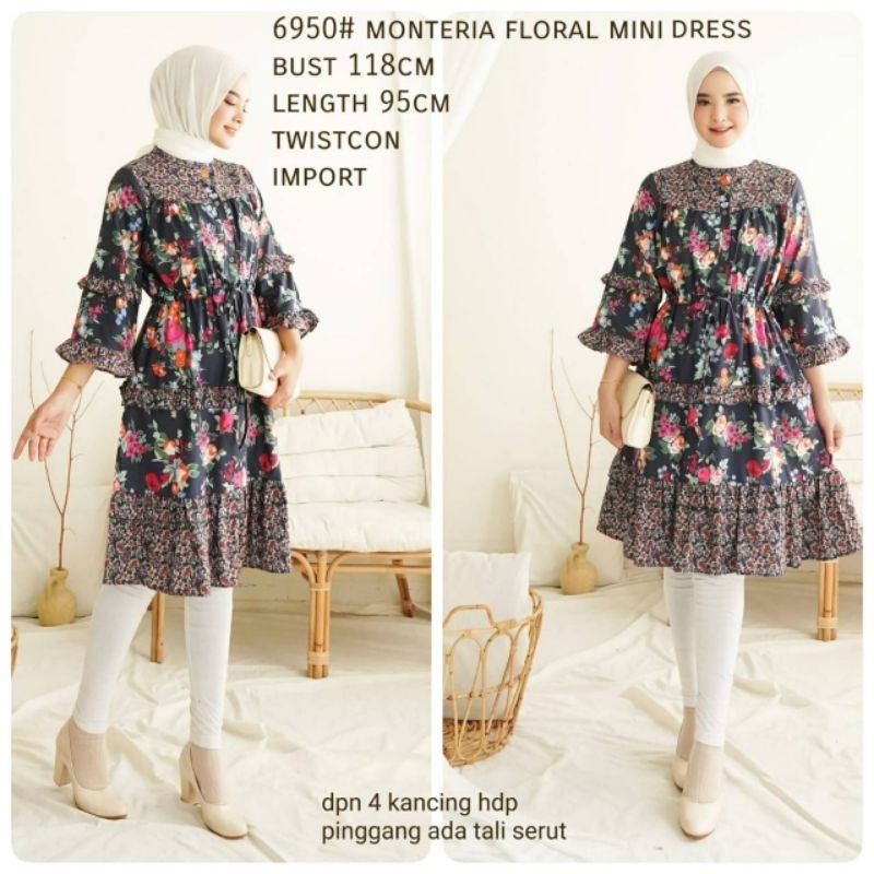 Monteria Floral Mini Dress Twistcon Import - Dress Twistcone - #FJ