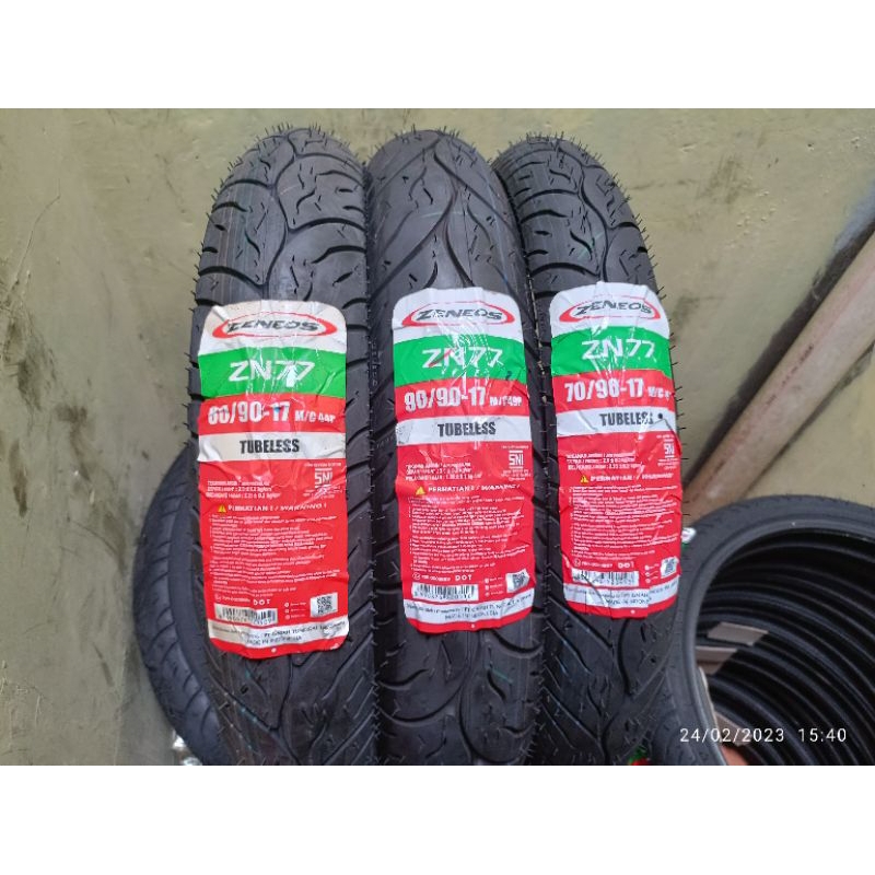 BAN TUBELESS ZENEOS ZN77 (70/90.17-80/90.17-90/90.17) FREE PENTIL