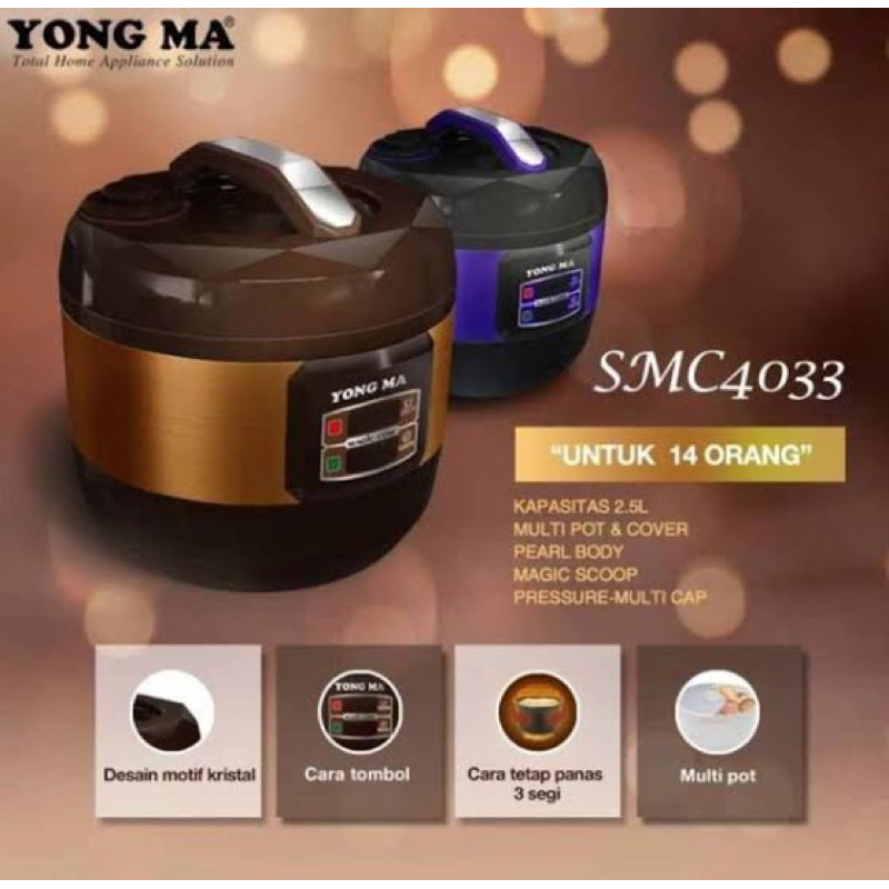 Magic Com Rice Cooker Yong Ma SMC-4033 2,5Liter Kapasitas Jumbo UNGU