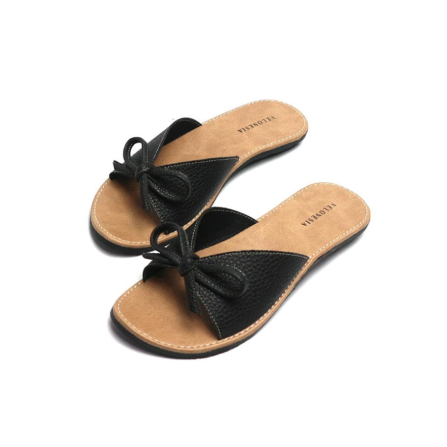 Sandal Slop Papirut Motif Kulit Jeruk Sendal Wanita Kekinian Papirut Alas Karet Anti Licin Velonesia - Gina