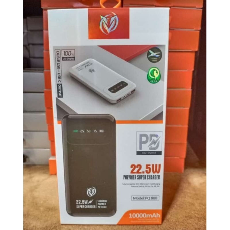 Power Bank Polymer Super Charger 10.000mah, 100% Led Display, Double USB+USB-C OUTPUT, 22.5W POLYMER SUPER CHARGER / Power Bank Polymer Super Charger 10.000mah, 100% Led Display, Double USB+USB-C OUTPUT, 22.5W POLYMER SUPER CHARGER