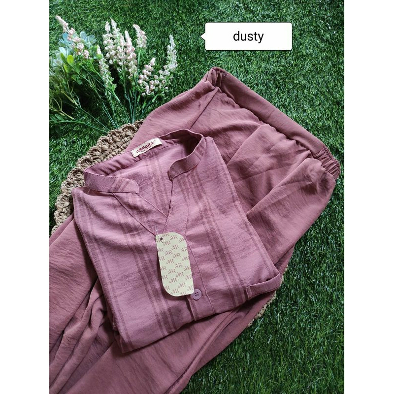 setelan wanita terbaru 2023/oneset botega cringkle/outfit terbaru/korean style/fashion modern/one set kekinian/baju jalan jalan/set crincle airflow/ootd fashion/setcelana panjang-Dusty baru