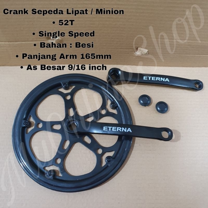 Crank Sepeda Lipat Minion Fixie Federal Crank Tengah 52T Single Speed Chainwheel Gir Tengah Eterna B