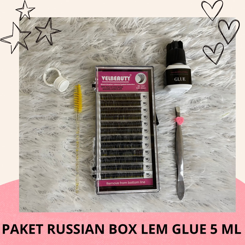 [BISA COD] PAKET RUSSIAN BOX LEM GLUE ISI 5ML