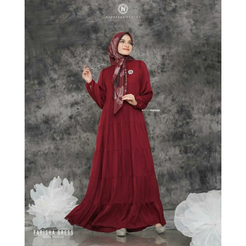 Gamis Terbaru / Gamis Katun Rayon Premium / Farisha Dress by Nadheera Luxury / Gamis Polos / Gamis L