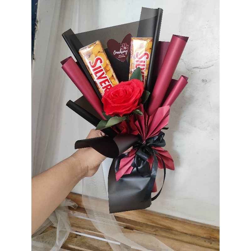 buket 2 coklat silverqueen besar, buket valentine