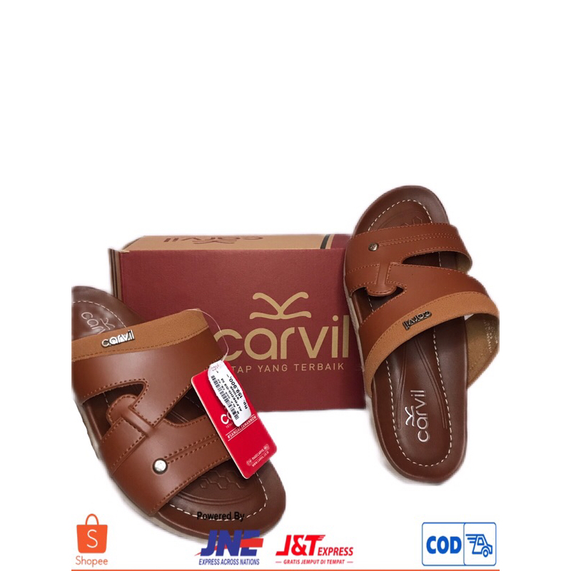 Sandal Kulit Pria Carvil 100% Original - Sandal Slop Pria Original Carvil