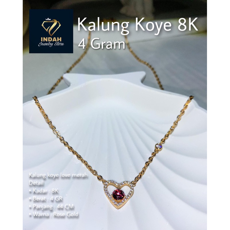 Kalung Koye Love Merah kadar emas 375%