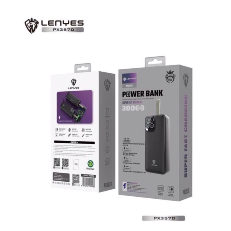 Powerbank Lenyes PX-357D 30.000Mah Super Fast Charging PX357D Powerbank