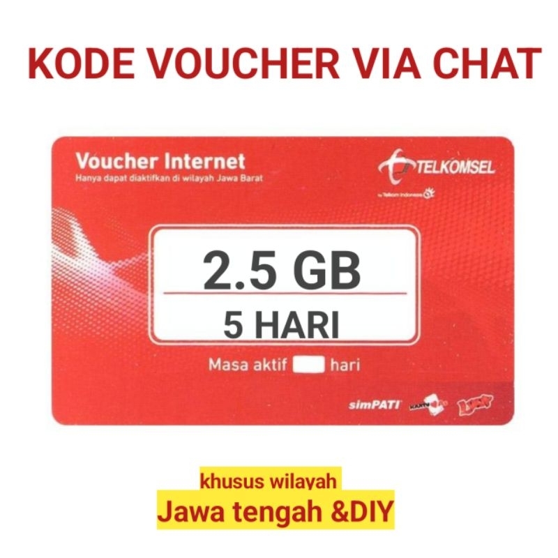 voucher telkomsel 2,5 GB 5 hari Jateng&diy (kode via chat)
