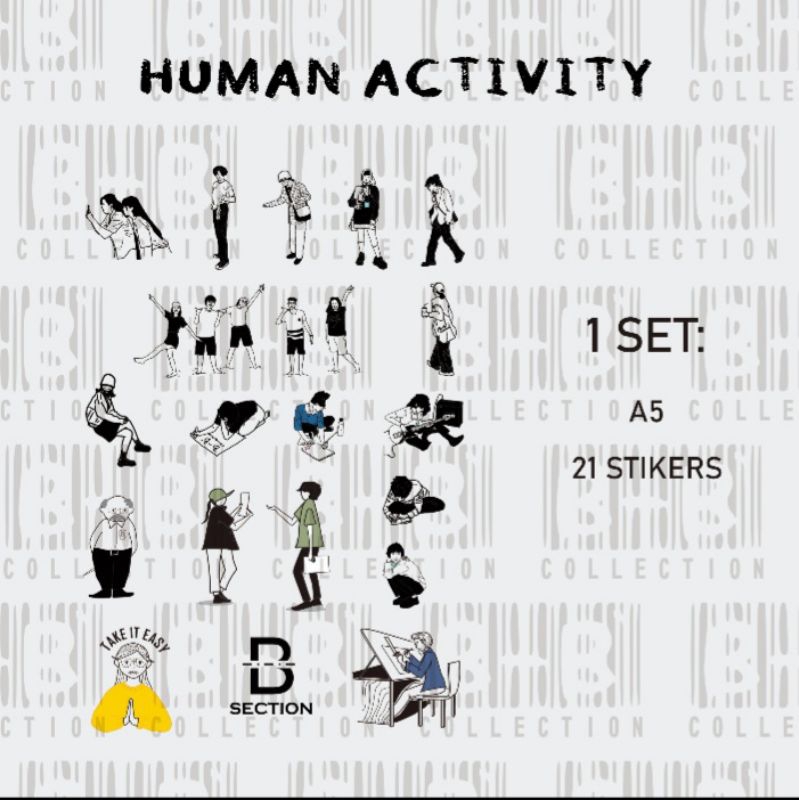 

[B SECTION] 21 pcs HUMAN ACTIVITY Transparant Stickers Die cut Deco Planner DIY Scrapbook - A01