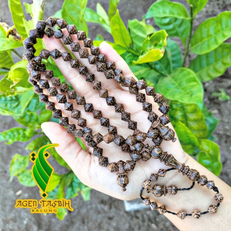 Tasbih Kayu Liwung Macan Motif wajik size 8mm asli original