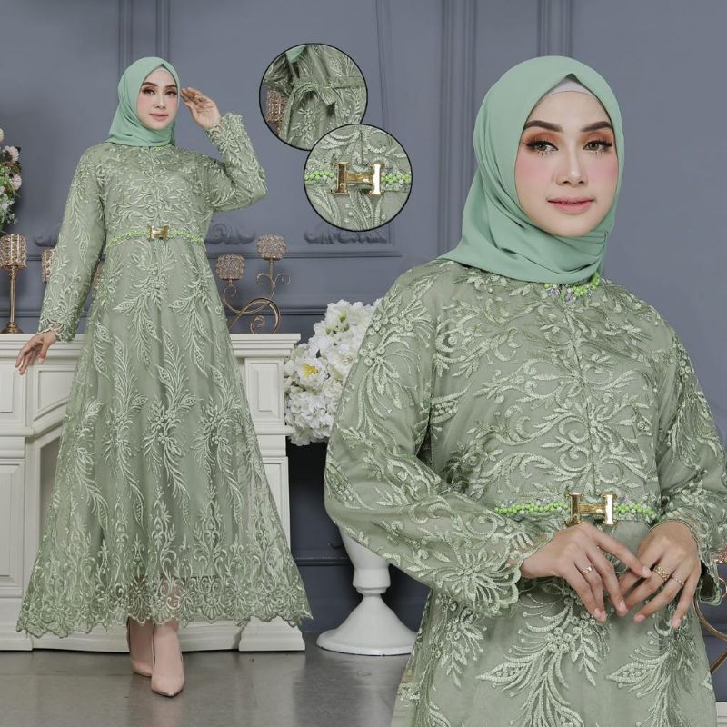 GAMIS ZAHRA // BAHAN TILLE MUTIARA MIX PAYET FULL FURING // KODE EK