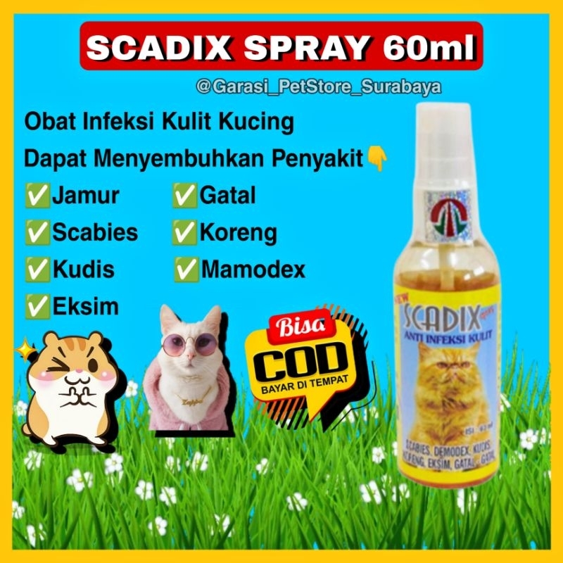 GPSS- SCADIX SPRAY 60ml Obat Infeksi Kulit Kucing Obat Jamur Kucing Obat Scabies Kucing Obat Gatal Kucing Obat Koreng Kucing Obat Jamur Anjing Obat Kulit Anjing Salep Kucing Salep Anjing Obat Kulit Kucing Obat Kulit Anjing Obat Salep Scabies Kelinci