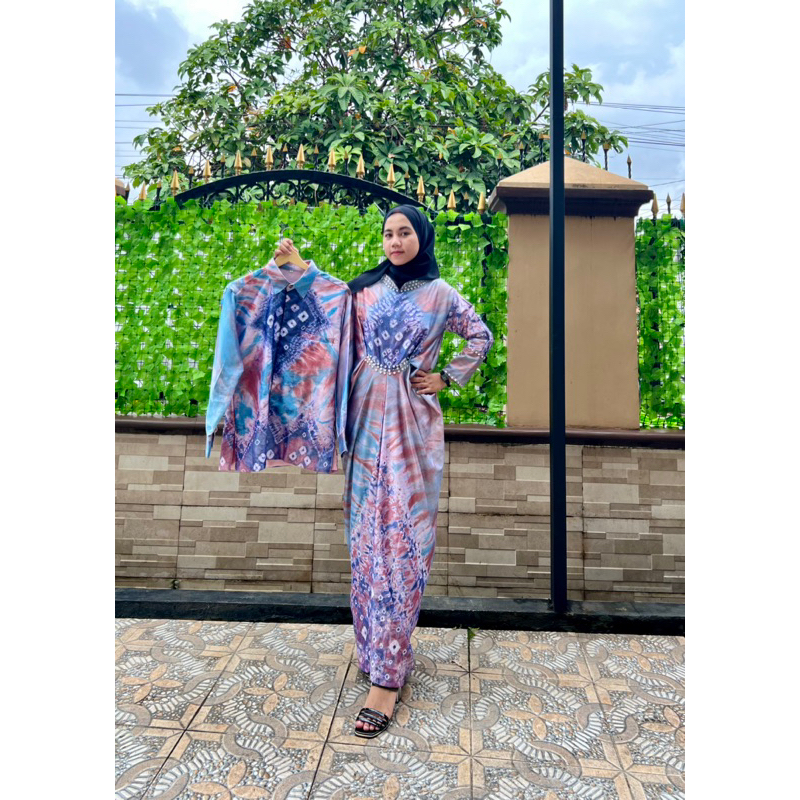 COUPLE GAMIS KAFTAN JUMPUTAN PALEMBANG ASLI HANDMADE SUTRA