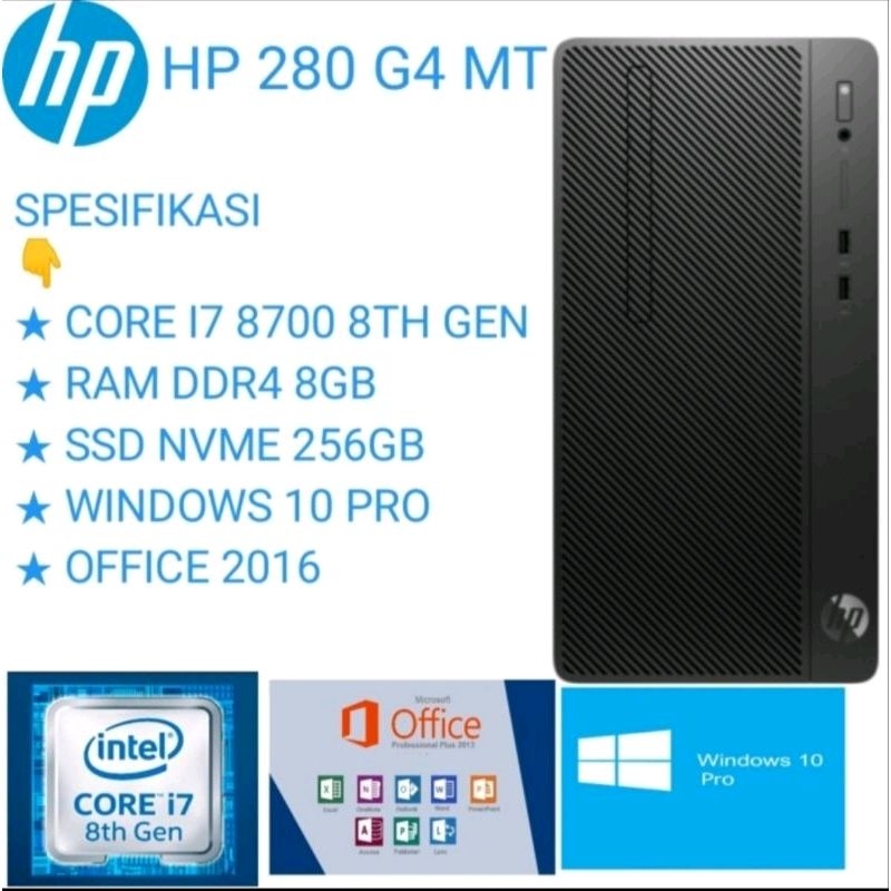 PC CPU HP 280 G4 MT CORE I7-8700 RAM 8GB SSD 256GB