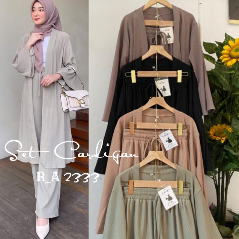 STELAN LONG CARDI SET KULOT CARDIGAN OUTER STELAN KULOT YOLLA SET