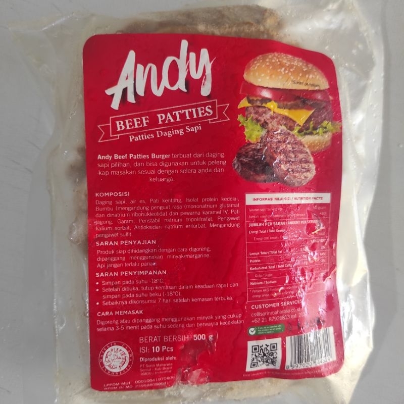 Andy Beef Patties Daging Burger isi 10