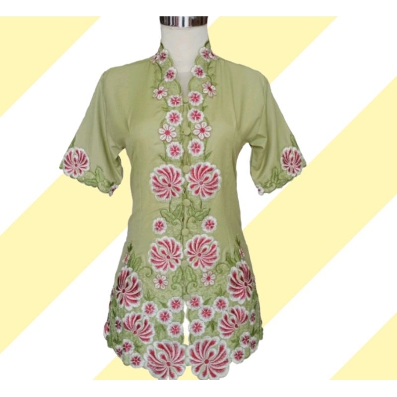 Kebaya Encim Pendek Hijau Sage 713 Lily Kebaya Modern