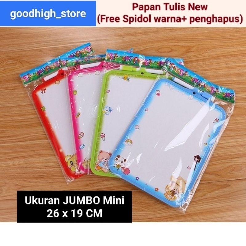 

White Board Mini - Papan tulis Mini Anak + Spidol Penghapus / Edukasi Gambar White Board Mini JUMBO 26 X 19CM