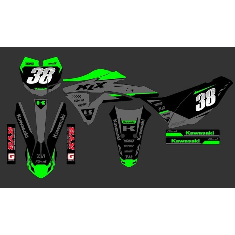 Decal Stiker Custome Klx Gordon Hitam Hijau Kawasaki