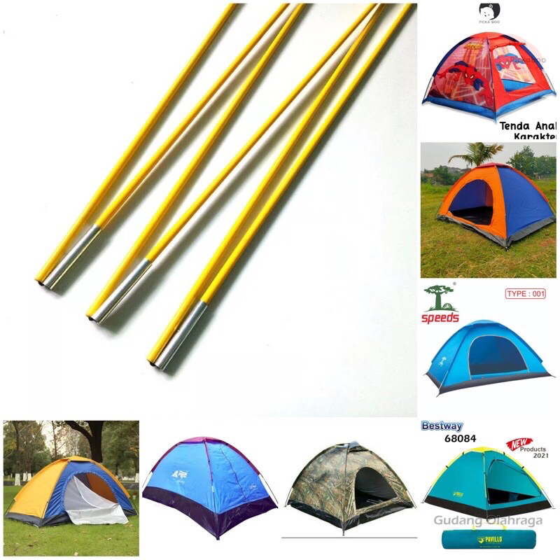 set frame tenda fiber kuning 1 set lonjor panjang untuk tenda kap 2 3 orang