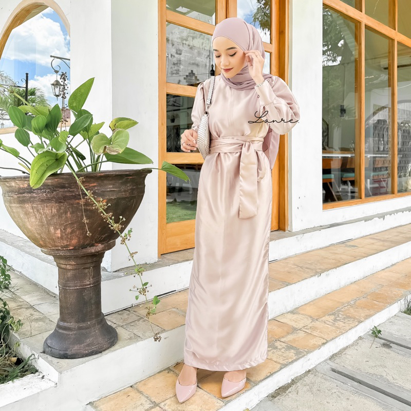 Alisa dress satin by LANRE - satin dress kondangan - dress lebaran