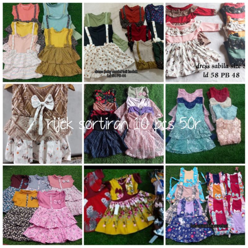 dress 1-2 thn rijek /sortiran konveksi 10 pcs 50rb