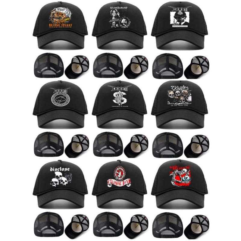 topi band punk,topi trucker,topi jaring,topi jaring band doom