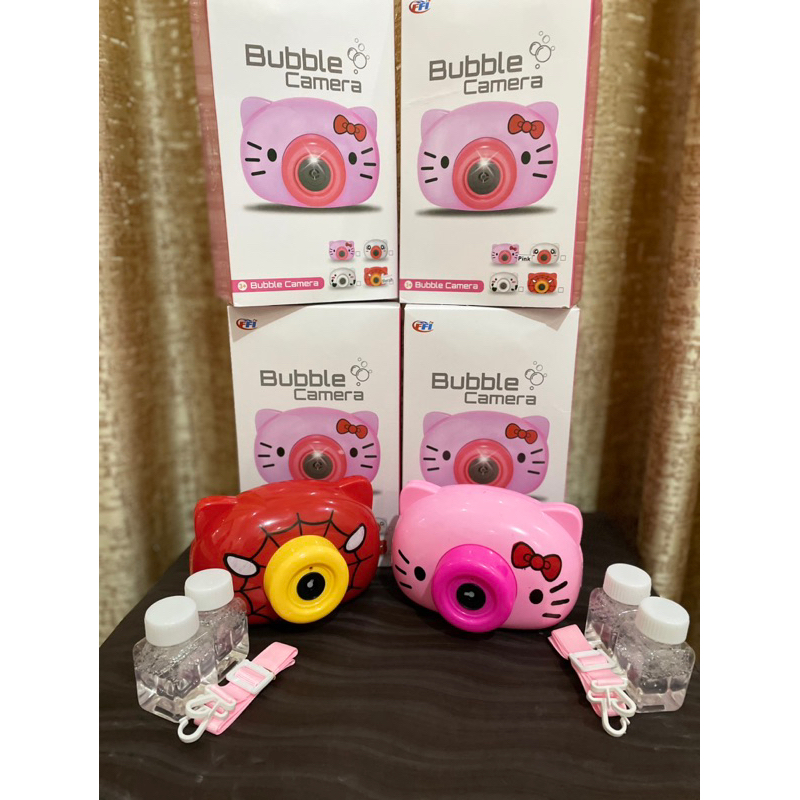 TERBARU mainan anak bubble camera hellokitty spiderman free sabun 2botol